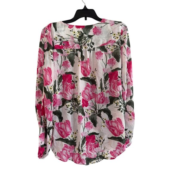 INC Blouse Womens S Polyester Multicolor Floral Long Sleeve Draped V-Neck Top - Picture 7 of 8